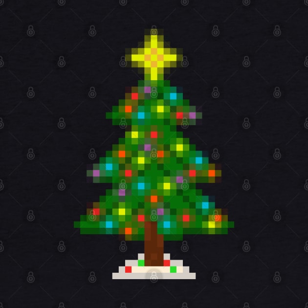 Pixel Christmas Tree with Glowing Lights (Black) by gkillerb